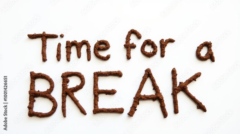 Time for a break text written with mud on white background Time for a break text written with mud on white background