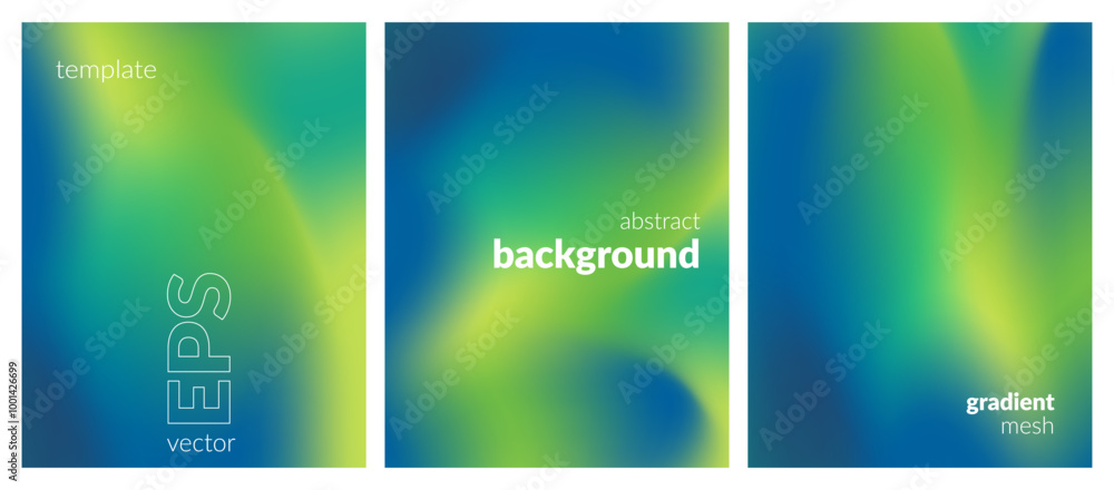 Fototapeta premium Collection. Abstract liquid background. Vibrant color blend. Blurred fluid colors. Gradient mesh. Modern design template for posters, ad banners, brochures, flyers, covers, websites. EPS vector image