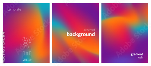 Collection. Abstract liquid background. Vibrant color blend. Blurred fluid colors. Gradient mesh. Modern design template for posters, ad banners, brochures, flyers, covers, websites. EPS vector image