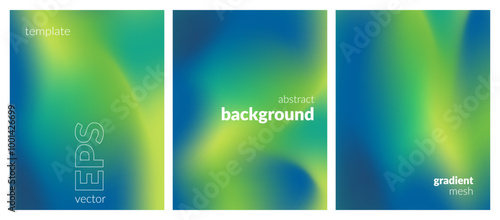 Collection. Abstract liquid background. Vibrant color blend. Blurred fluid colors. Gradient mesh. Modern design template for posters, ad banners, brochures, flyers, covers, websites. EPS vector image