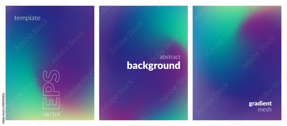 Fototapeta premium Collection. Abstract liquid background. Vibrant color blend. Blurred fluid colors. Gradient mesh. Modern design template for posters, ad banners, brochures, flyers, covers, websites. EPS vector image
