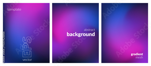 Collection. Abstract liquid background. Neon color blend. Blurred fluid colors. Gradient mesh. Modern design template for posters, ad banners, brochures, flyers, covers, websites. EPS vector image