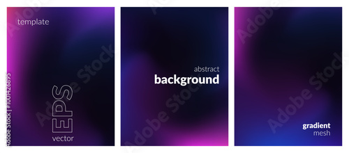 Collection. Abstract liquid background. Neon color blend. Blurred fluid colours. Gradient mesh. Modern design template for posters, ad banners, brochures, flyers, covers, websites. EPS vector image