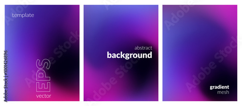 Collection. Abstract liquid background. Neon color blend. Blurred fluid colours. Gradient mesh. Modern design template for posters, ad banners, brochures, flyers, covers, websites. EPS vector image