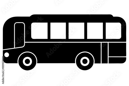 A modern electric bus icon silhouette vector on white background.