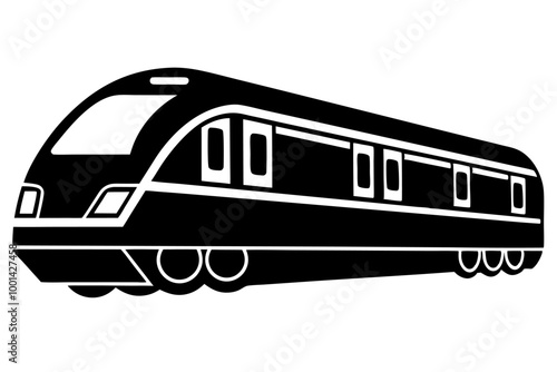 A modern electric train icon silhouette vector on white background. 