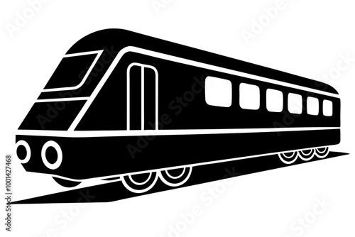 A modern electric train icon silhouette vector on white background.	