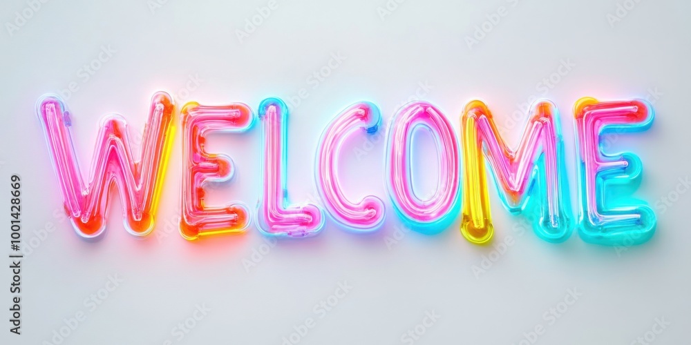 Colorful Neon Welcome Sign: A Graphic Design Masterpiece Colorful Neon Welcome Sign: A Graphic Design Masterpiece