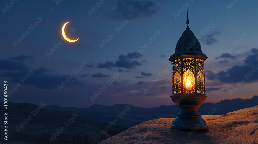 Ramadan background, with ample copy space for text and graphics, a lantern, and a dark theme. Ramadan background, with ample copy space for text and graphics, a lantern, and a dark theme.
