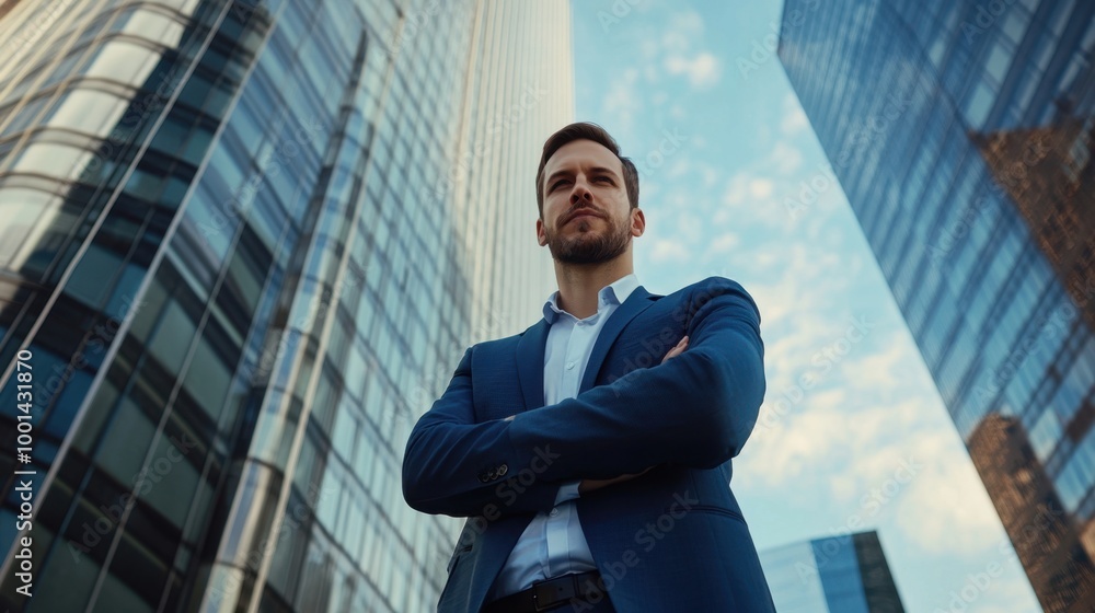 Confident Businessman Posing in Urban Setting Confident Businessman Posing in Urban Setting