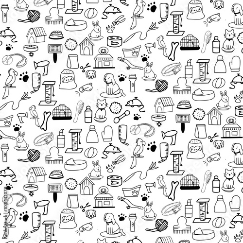 pet element doodle cats and pet accessories pet hotel animal element doodle