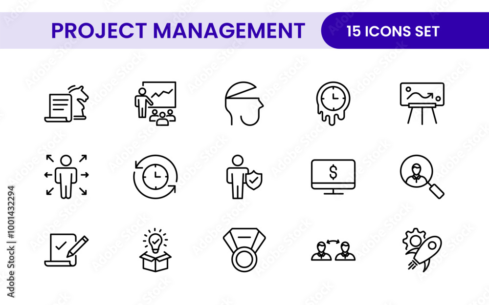 Project Management web icons in line style. Outline icon collection ...