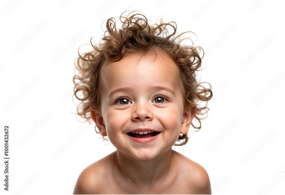 Happy Toddler Portrait Curly Hair, Big Smile, Cheerful Child Happy Toddler Portrait Curly Hair, Big Smile, Cheerful Child
