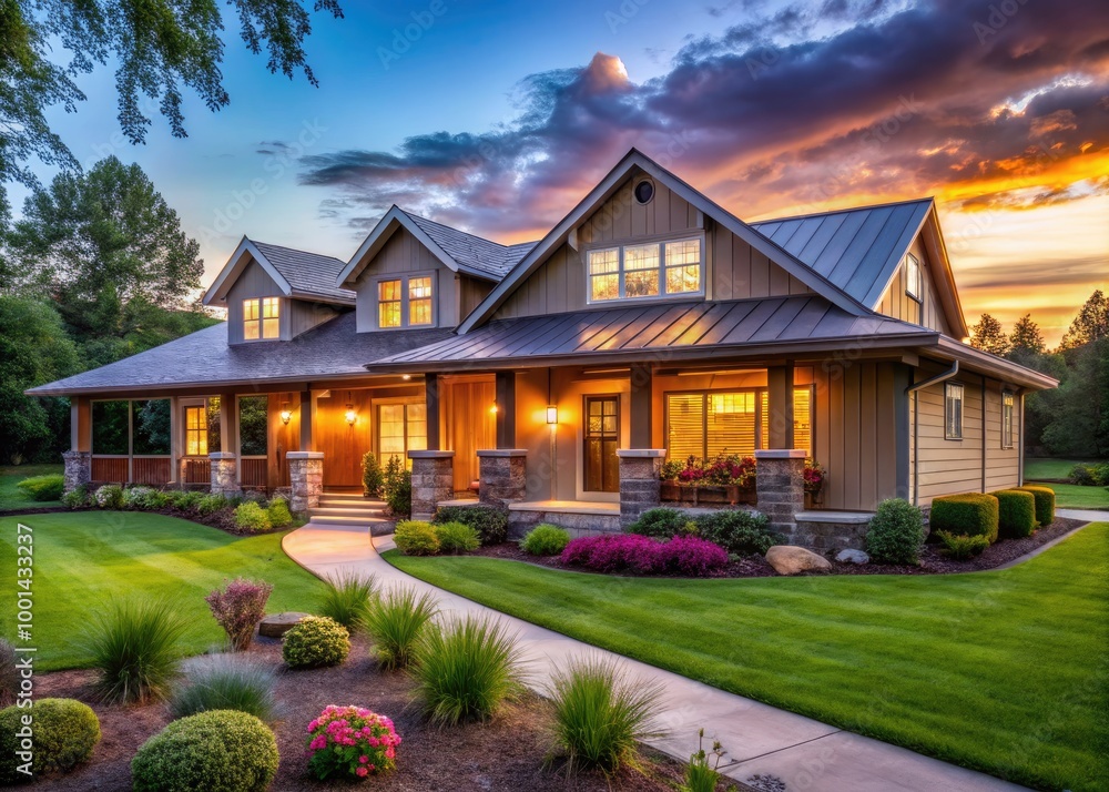 Charming Modern Farmhouse Ranch Exterior with Rustic Elements and Inviting Curb Appeal in Nature Charming Modern Farmhouse Ranch Exterior with Rustic Elements and Inviting Curb Appeal in Nature