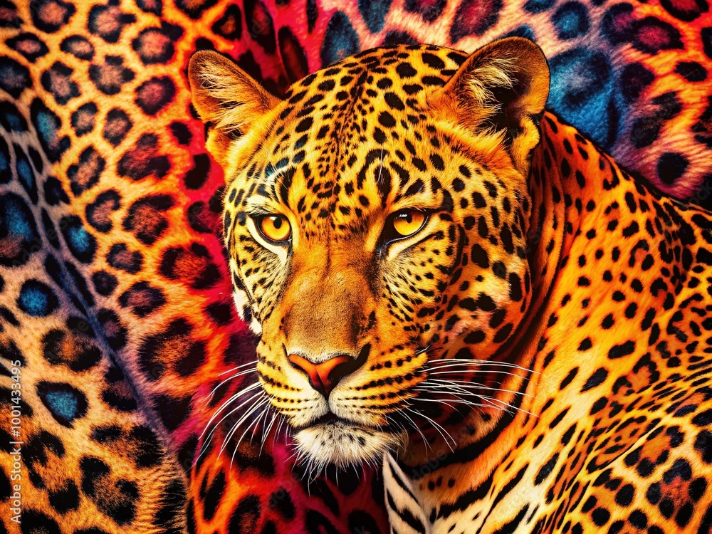 Obraz premium Detailed Leopard Print Drawing with Bold Spots and Unique Patterns for Textile and Fashion Design