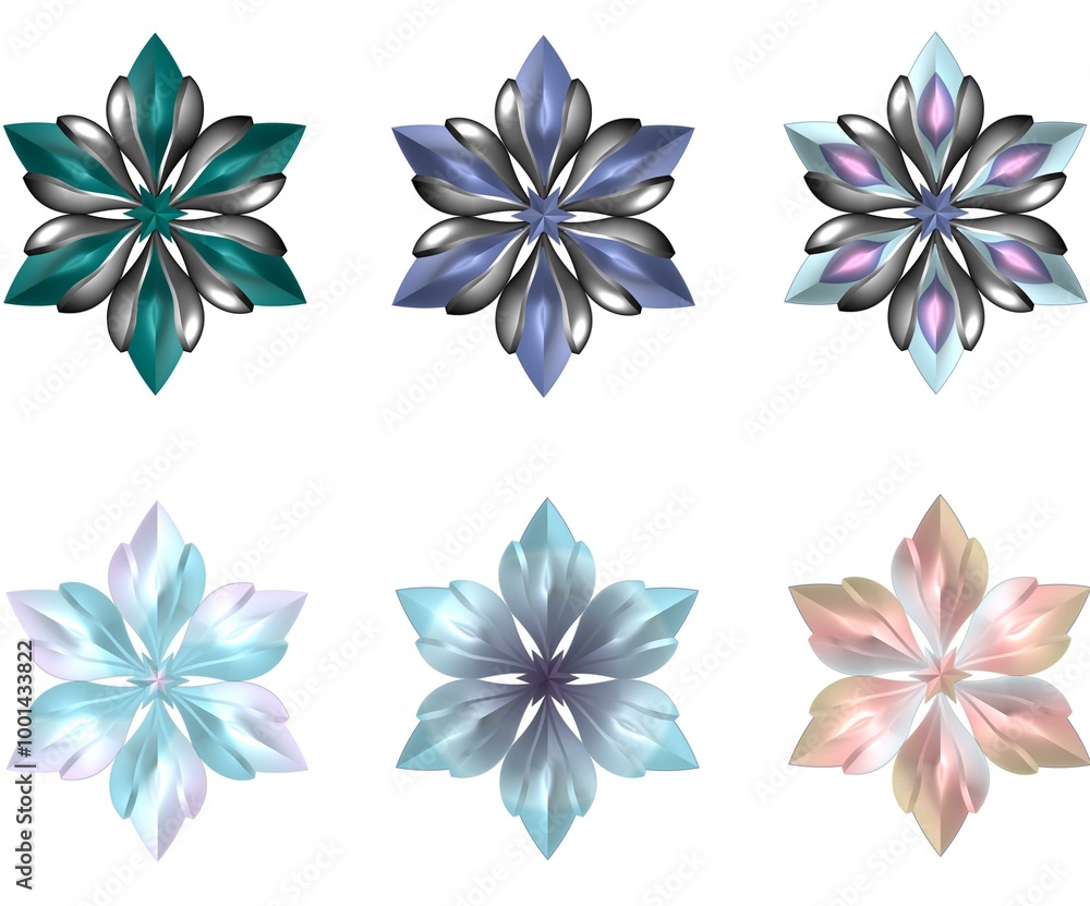 Fototapeta premium 3d glowing floral star stickers