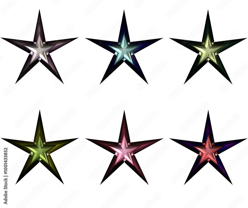 Obraz premium colorful 3d shiny star stickers 