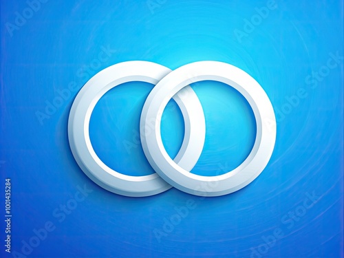 Glossy white icon featuring stylized, interconnected rings forming a circle, symbolizing unity, harmony, and infinity, set against a bright blue gradient background.