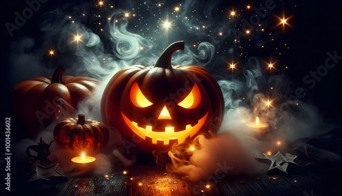 Mystical Glow: The Mischievous Pumpkin of Halloween Night