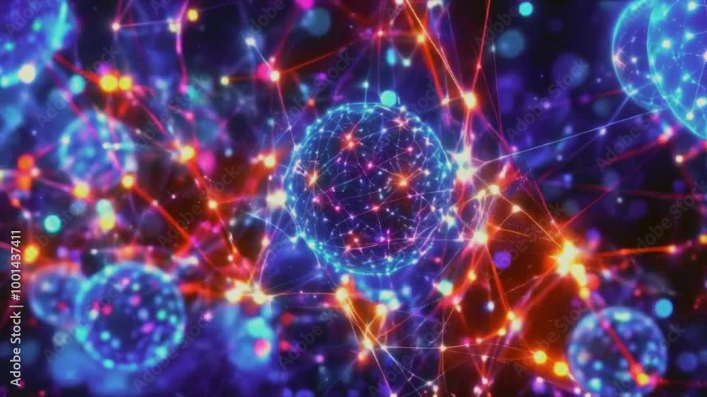 Fiber optic lines spiral outward like a galaxy, dots spiral arms. depth of field creates rotates spiral, dots and lines sharp others fading background, 4k High-Quality Technology Background Animation Fiber optic lines spiral outward like a galaxy, dots spiral arms. depth of field creates rotates spiral, dots and lines sharp others fading background, 4k High-Quality Technology Background Animation