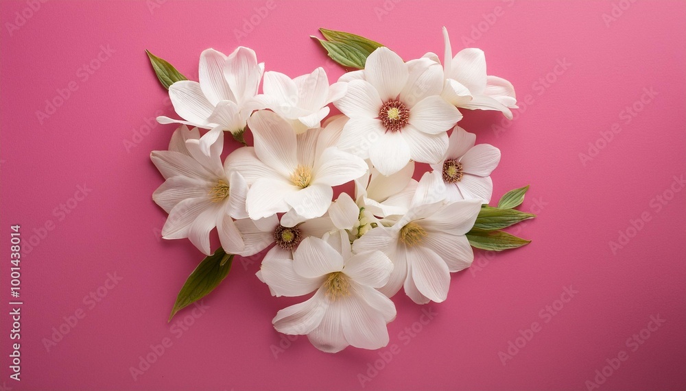Fowers on a pink background. Flat Lay. Copy space. Fowers on a pink background. Flat Lay. Copy space.