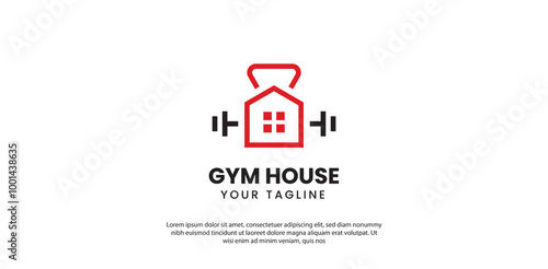 gym house logo design is simple and elegant. the house combined with the dumbbell logo concept. fitness house logo