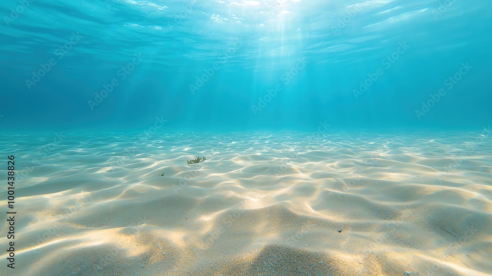 Naklejka premium A powerful underwater current pulling sand and marine life along the ocean floor, ocean current power, underwater force