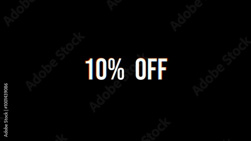 5% OFF text animation glitch effect, discount concept. Suitable for promotion, seamless looping video