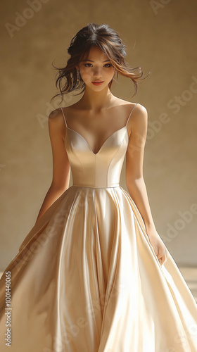 Elegant teen prom dress with sleek satin fabric and full skirt