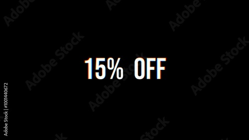 5% OFF text animation glitch effect, discount concept. Suitable for promotion, seamless looping video