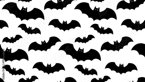 Halloween bat and bats silhouette seamless pattern