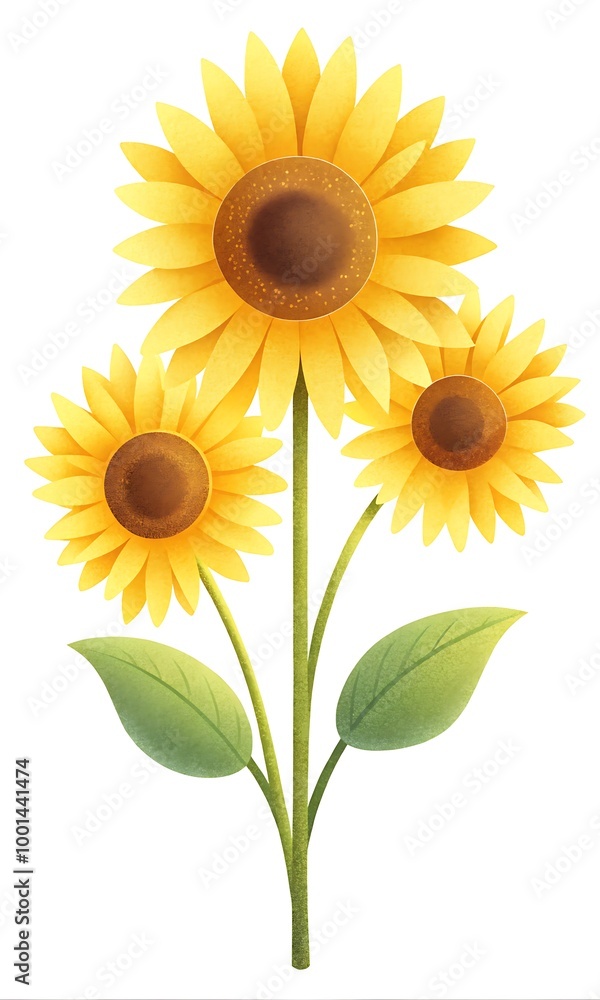 Girasoles con efecto de grano sobre fondo blanco Girasoles con efecto de grano sobre fondo blanco