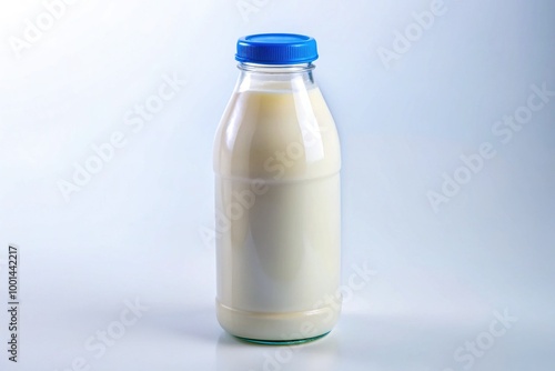 Fresh and Clean Plastic Milk Bottle on a White Background Ideal for Dairy Product Illustrations