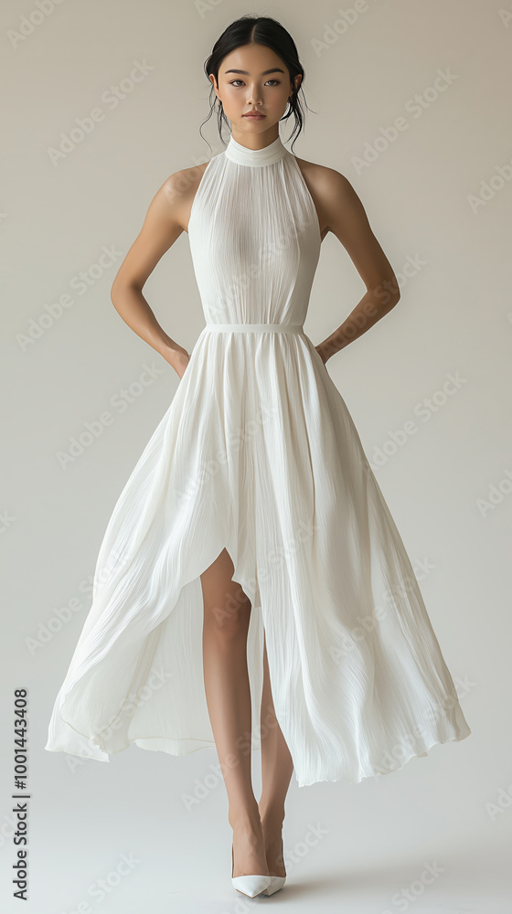 Minimalist fitted women’s dress in clean girl aesthetic with sleek silhouette Minimalist fitted women’s dress in clean girl aesthetic with sleek silhouette