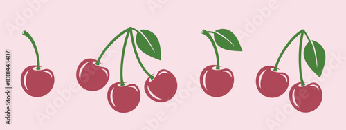 Cherry logo. Isolated cherry on white background