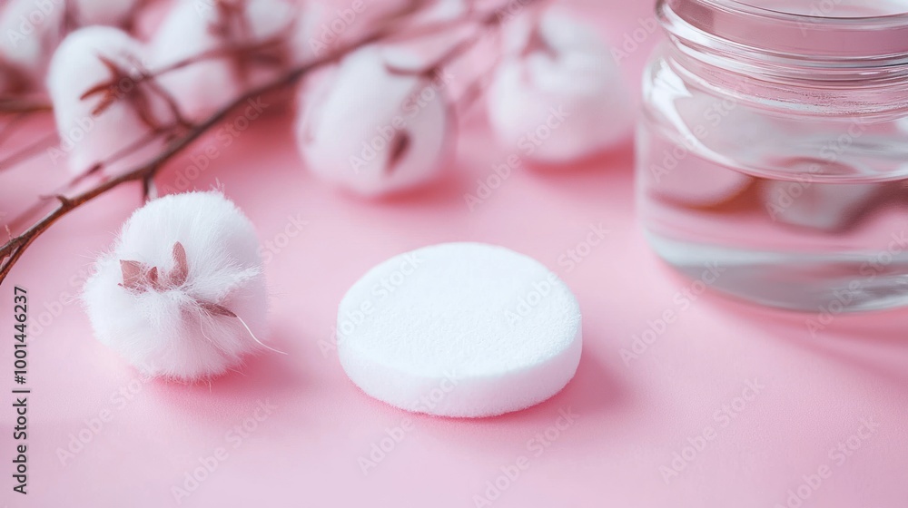 Cotton wool being used in a beauty routine, such as applying toner or makeup remover. Cotton wool being used in a beauty routine, such as applying toner or makeup remover.