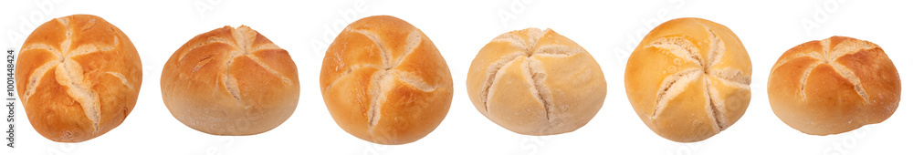 die Semmel, Kaiserbrötchen ohne Hintergrund, isoliert PNG, Satz mit 6 Rollen die Semmel, Kaiserbrötchen ohne Hintergrund, isoliert PNG, Satz mit 6 Rollen