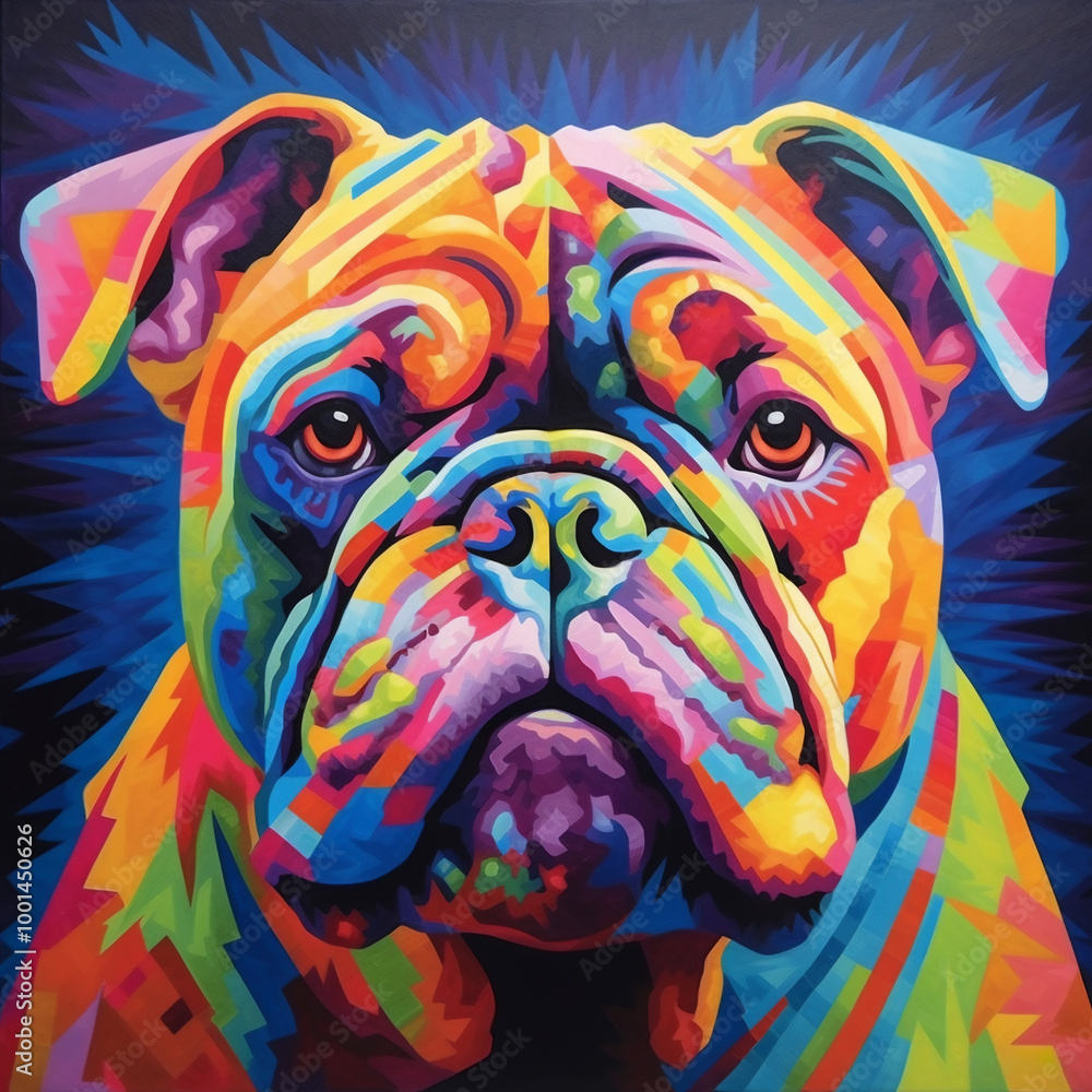 Obraz premium A multicolor bulldog spectral that creates a stunning Vibrant Wall Art as a gift