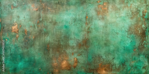 Weathered oxidized green copper plate texture background for design projects