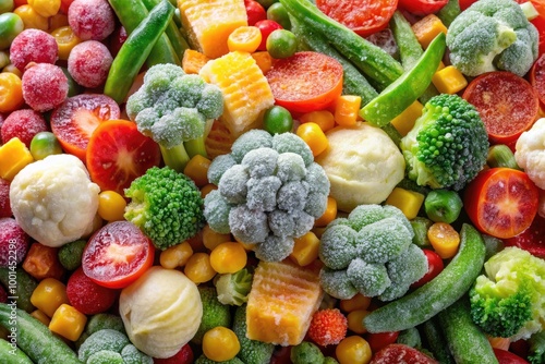 Colorful Assortment of Frozen Vegetables Closeup for Culinary Background and Healthy Eating Concept