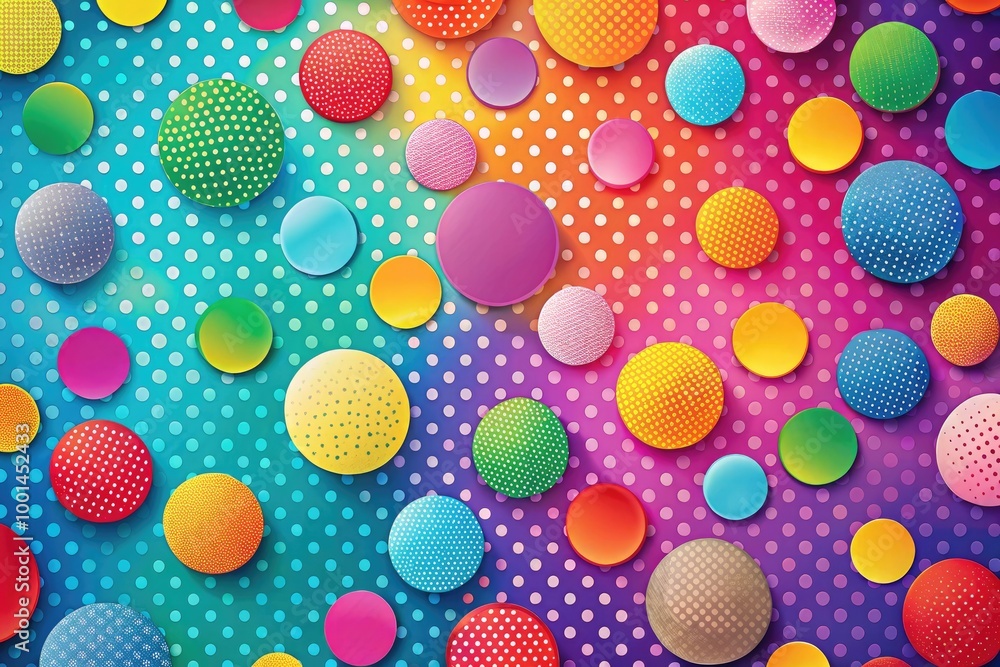 Colorful Background with Playful Polka Dots in Various Sizes for Creative Design and Art Projects Colorful Background with Playful Polka Dots in Various Sizes for Creative Design and Art Projects