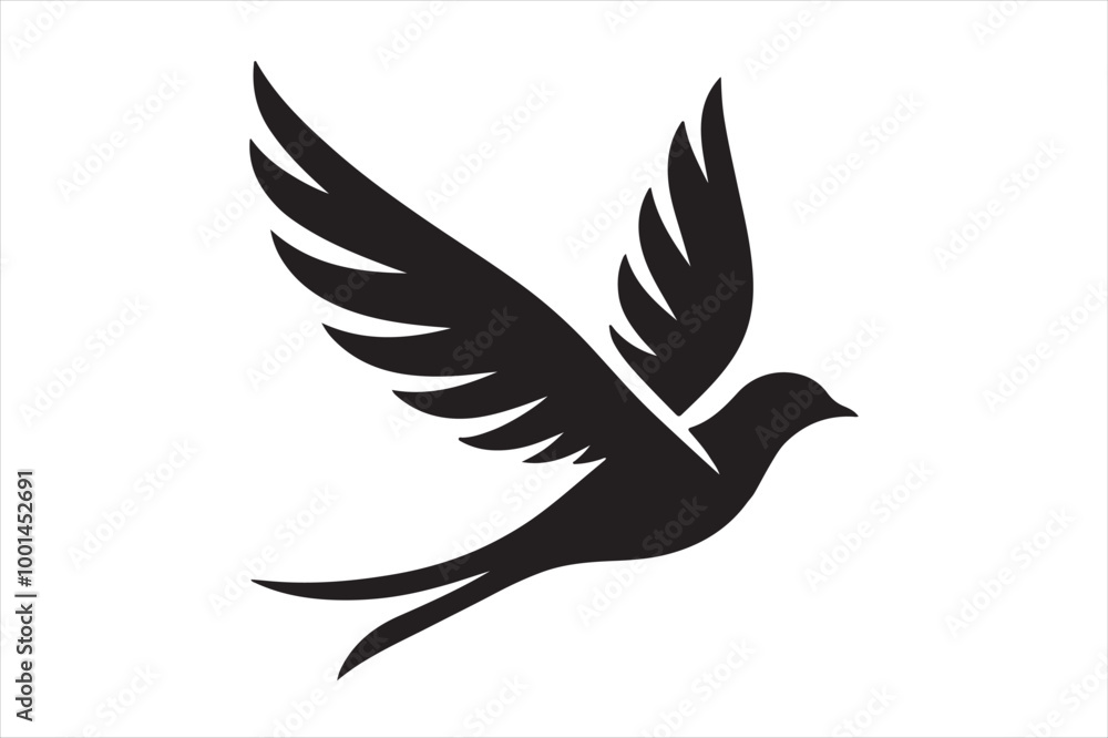 A flying beautiful bird silhouette. A flying beautiful bird silhouette.