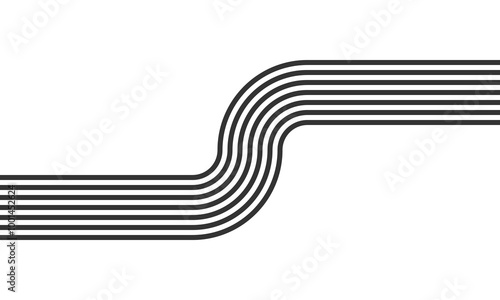 curved parallel lines, meditation zen garden top view or life balance vector illustration, river stream abstract