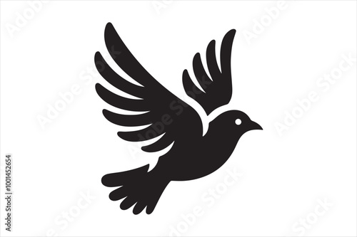 A flying beautiful bird silhouette.