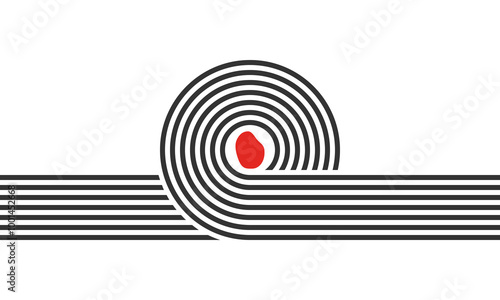 curved parallel lines, meditation zen garden top view or life balance vector illustration, river stream abstract