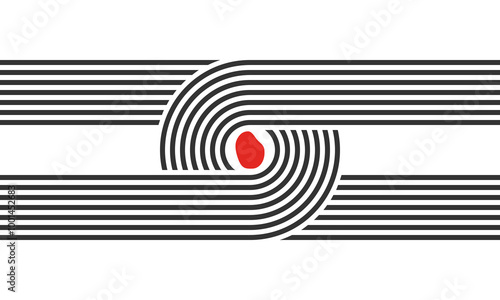 curved parallel lines, meditation zen garden top view or life balance vector illustration, river stream abstract
