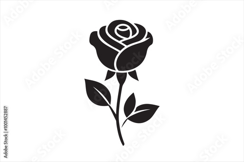 A beautiful rose silhouette vector design.