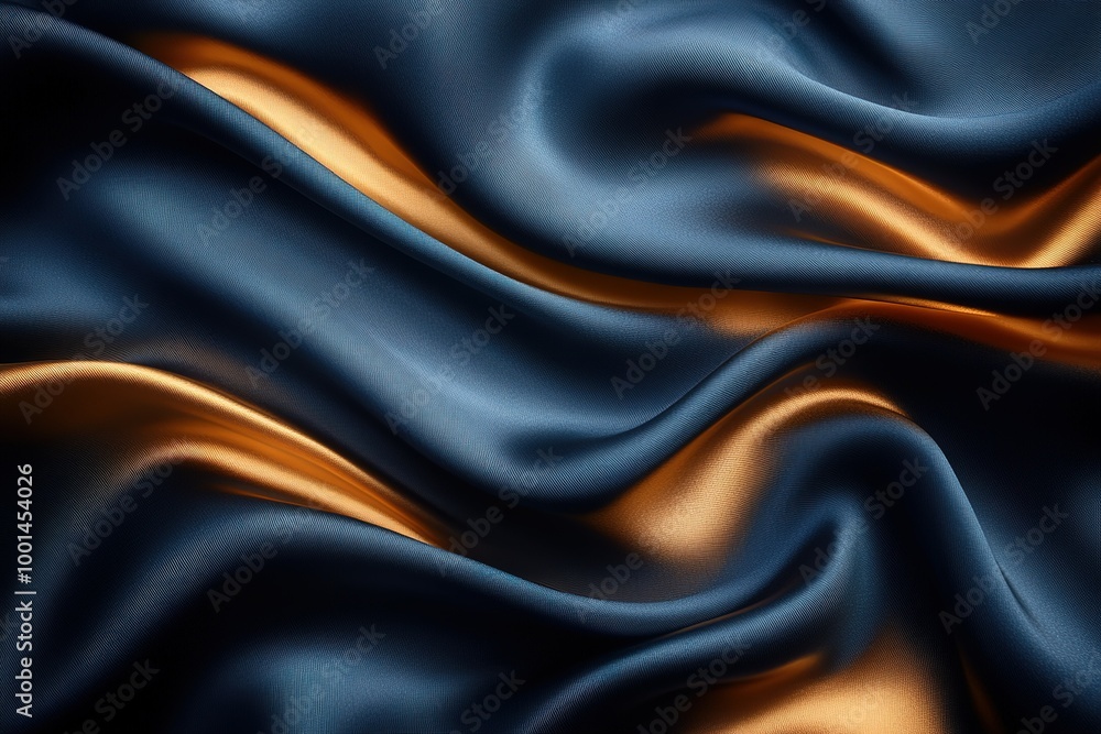 A blue and gold fabric with a shiny texture A blue and gold fabric with a shiny texture