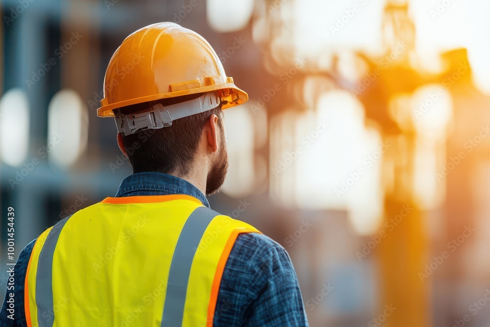 Project engineer ensuring compliance with safety and environmental regulations on a construction site, project engineer, health and safety management Project engineer ensuring compliance with safety and environmental regulations on a construction site, project engineer, health and safety management