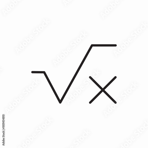 square root line icon sign vector